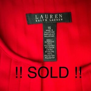 !! SOLD!! Red Pleated Ralph Lauren Dress #reddress